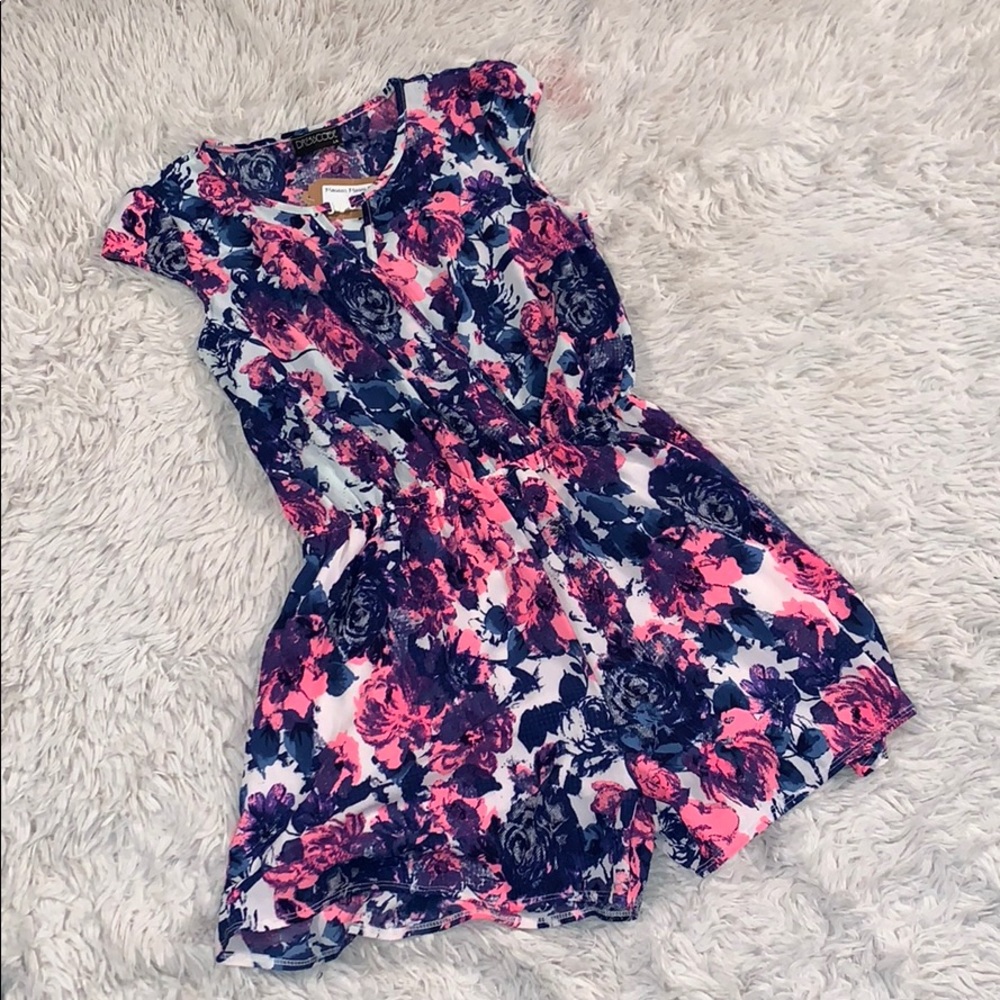 Floral Pink and Blue Romper - Picture 2 of 2